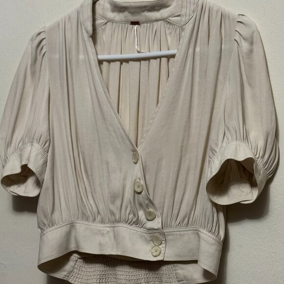 Free People Adorable White Silk Blouse Romantic Style size XS - Picture 3 of 11